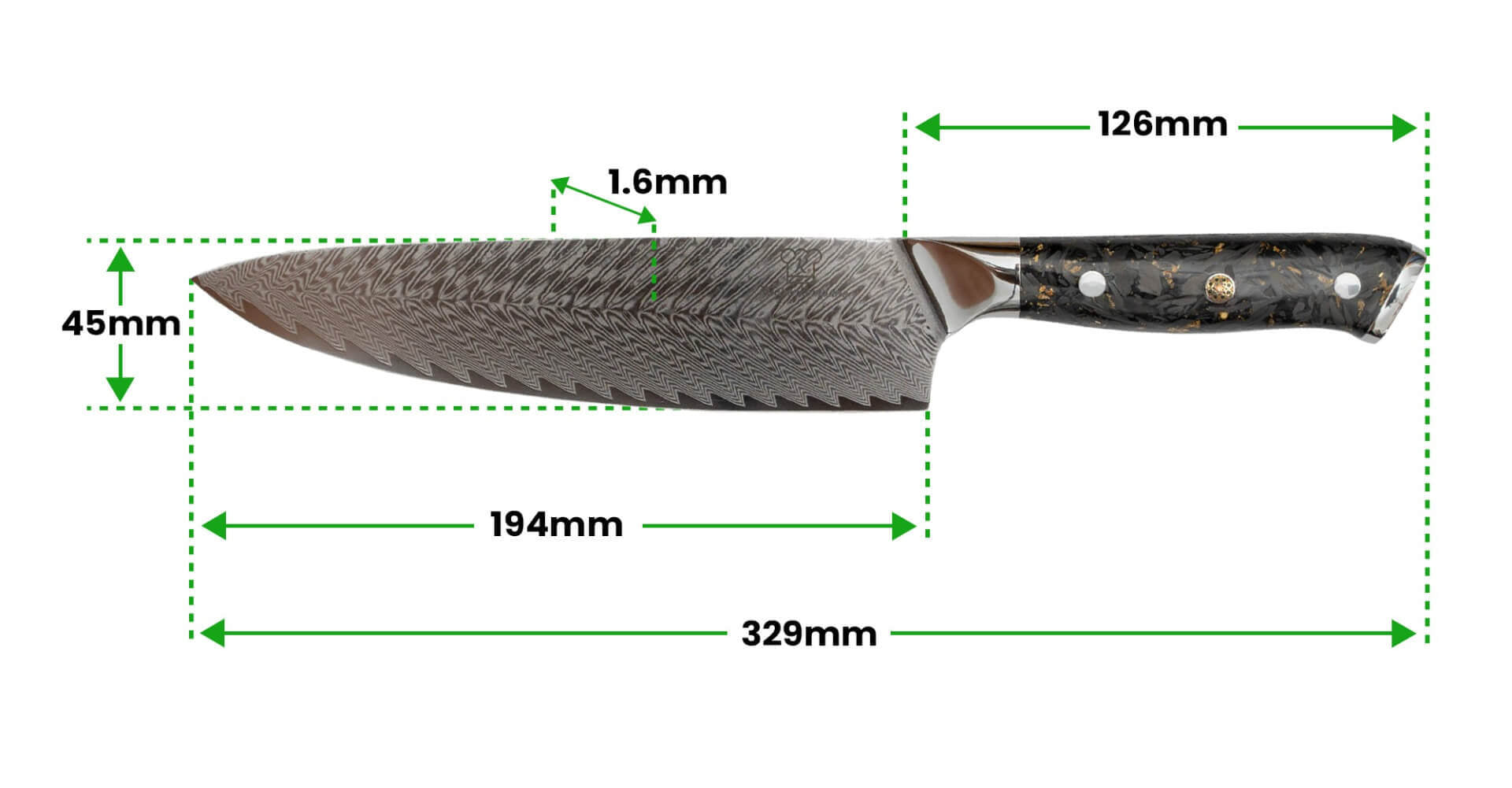 kiiro chefmesser maße